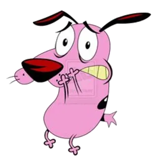 😱 Courage Courage the Cowardly Dog cartoon, dog, scared, pink, Courage the Cowardly Dog, character telegram sticker