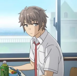 🌟 Sakuta Azusagawa Rascal Does Not Dream of Bunny Girl Senpai Anime, Schüler, Fenster, Junge, Krawatte, Ernst, Sakuta Azusagawa, Rascal Does Not Dream of Bunny Girl Senpai telegram sticker