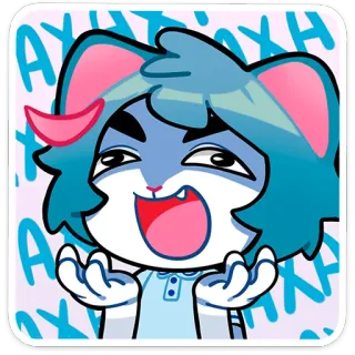 😀 AXAXAX Kreskówka, Anime, Śmieszne, Śmiech, Szczęśliwy, Postać, Wyrażenie, Naklejka telegram sticker
