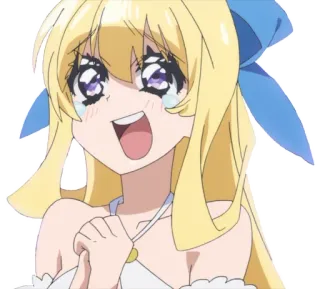 🤩 anime, cartoon, crying, happy, blonde, girl telegram sticker