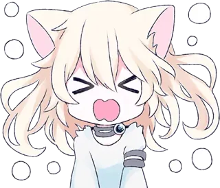 🙁 cat girl, anime, manga, cute, kawaii telegram sticker