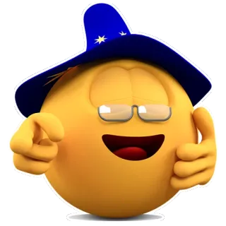 👈 อีโมจิ, พ่อมด, แว่นตา, ชี้, อารมณ์ขัน telegram sticker