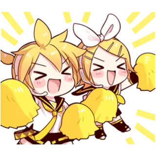 😆 Kagamine Rin and Len Anime, Cheerleader, Chibi, Kawaii, Süß, Vocaloid, Kagamine Rin, Kagamine Len telegram sticker