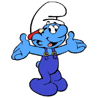 ✏ Smurf การ์ตูน, สีน้ำเงิน, สเมิร์ฟ, มีความสุข, ยกนิ้วโป้ง whatsapp sticker