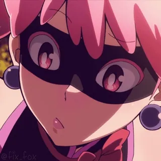 👀 Anime, Sticker, Mascherato, Capelli rosa, Carino telegram sticker