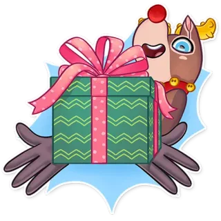 🎁 rena, presente, presente, feriado, desenho animado, celebração, festivo telegram sticker