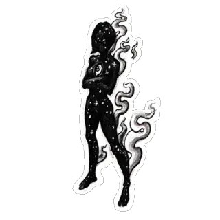 😠 silueta, espacio, estrellas, mujer, humo, galaxia telegram sticker