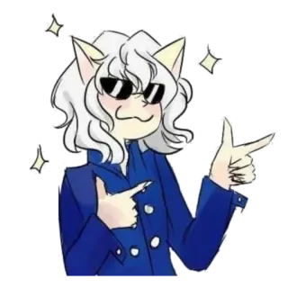 😎 Anime, Personagem, Óculos de sol, Apontando, Legal, Orelhas de gato, Fanart telegram sticker