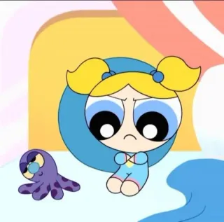 😑 Bubbles The Powerpuff Girls Desenho animado, Bolhas, As Meninas Superpoderosas, Triste, Personagem telegram sticker