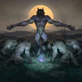 🤲 loup-garou, loup, fantaisie, monstre, horreur, créature, surnaturel, lune telegram sticker