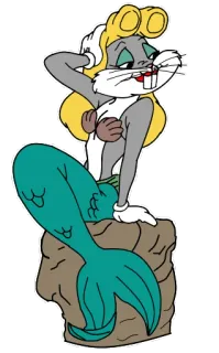 🧜‍♀️ Bugs Bunny dibujos animados, sirena, divertido, conejo, vestido telegram sticker