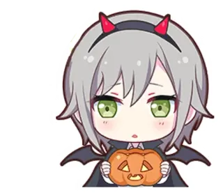 🌟 Anime, Halloween, Abóbora, Chibi, Demônio, Desenho animado whatsapp sticker