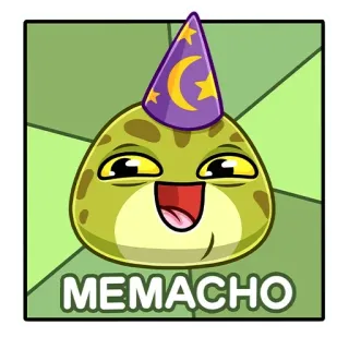 😁 MEMACHO meme, character, frog, party, magic, cute telegram sticker