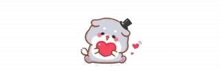 🫖 kartun, anjing, imut, hati, cinta, stiker, chibi telegram sticker