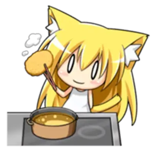 😡 อนิเมะ, ทำอาหาร, น่ารัก, หูแมว, อาหาร, การ์ตูน telegram sticker