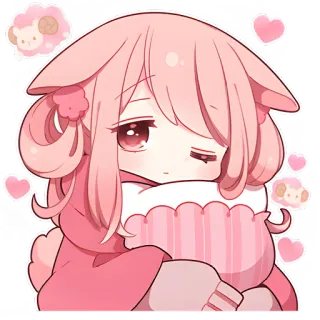 😴 fofo, rosa, anime, kawaii, desenho animado, personagem, chibi whatsapp sticker