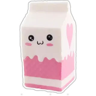 🥛 cartone di latte, kawaii, rosa, cuore, carino, cibo whatsapp sticker