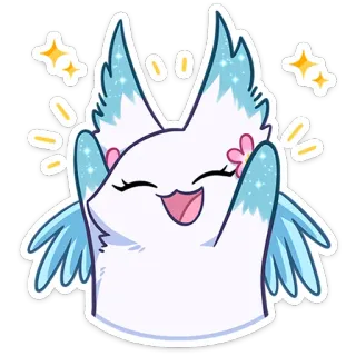☺ schattig, cartoon, dier, vleugels, glitter telegram sticker