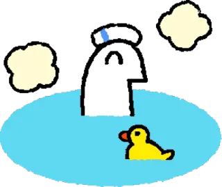 🚿 Cartone animato, Anatra, Piscina, Estate, Carino telegram sticker