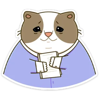😢 cat, sad, crying, paper, cartoon, emotional whatsapp sticker