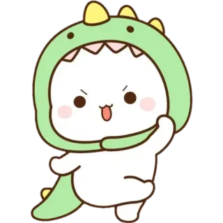 😗 kawaii, imut, dinosaurus, kartun, binatang, stiker, karakter telegram sticker