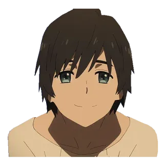 🙃 Аниме, Парень, Улыбается, Персонаж, Мультфильм, Портрет telegram sticker