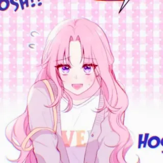 🎟 Anime, Kreskówka, Różowe włosy, Słodkie, Dziewczyna, Ilustracja telegram sticker