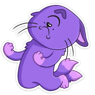 ☹️ kucing, kartun, ungu, hewan, lucu, stiker telegram sticker