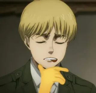 ♠️ Armin Arlert Attack on Titan อนิเมะ, ผ่าพิภพไททัน, อาร์มิน อาร์เลิร์ต, ตัวละคร, ผมบลอนด์, เครื่องแบบ telegram sticker
