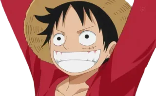 😄 Monkey D. Luffy One Piece anime, cartoon, One Piece, Monkey D. Luffy, straw hat, pirate telegram sticker