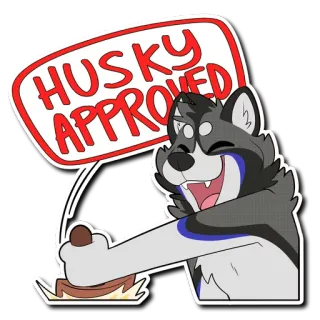 👍 HUSKY APPROVED Husky, Anjing, Disetujui, Stempel, Hewan whatsapp sticker
