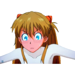 😳 Asuka Langley Soryu Neon Genesis Evangelion Anime, Dessin animé, Rougir, Personnage, Fille, Expression whatsapp sticker