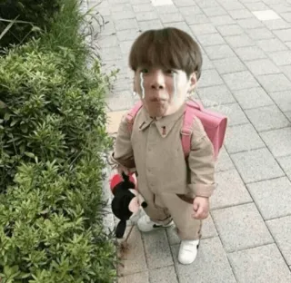 😭 traurig, weinend, Kind, Rucksack, Puppe, emotional, tränenreich telegram sticker