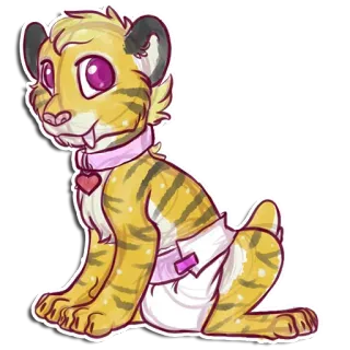 🐈 ลูกเสือ, ลูกสัตว์, น่ารัก, สัตว์, การ์ตูน, มีขน, ผ้าอ้อม telegram sticker