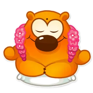 🙏 Cartone animato, Orso, Meditazione, Yoga, Carino, Rilassato, Animale, Floreale telegram sticker