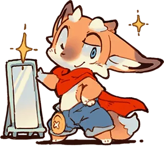 😎 милый, пушистый, лиса, мультфильм, шарф, антропоморфный, персонаж telegram sticker