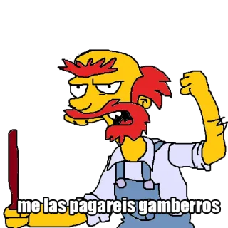👊 me las pagareis gamberros simpsons, en colère, dessin animé, illustration, espagnol, menace telegram sticker