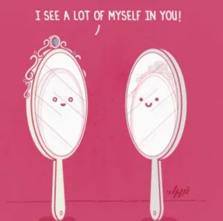 ☺️ I SEE A LOT OF MYSELF IN YOU! Spiegel, Reflexion, Cartoon, Selbstliebe, Süß, Identisch whatsapp sticker