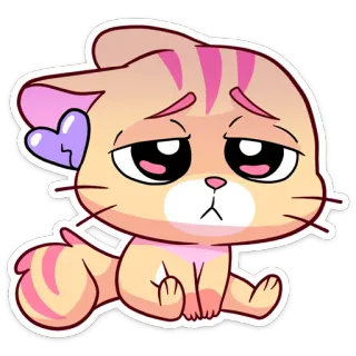 🙄 猫, 难过, 心, 卡通, 动物, 可爱, 小猫 telegram sticker