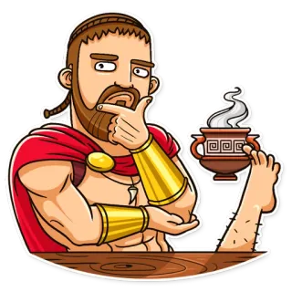 🤔 cartoon, character, man, thinking, ancient Greece, beard telegram sticker