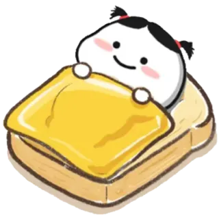 😴 Kreskówka, Słodkie, Kawaii, Łóżko, Chleb, Spać, Relaks, Tost telegram sticker