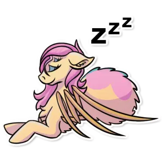 😴 Fluttershy My Little Pony zzz endormi, poney, mignon, Fluttershy, dessin animé, animal, rose telegram sticker