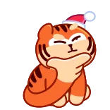 🤔 tigre, noël, bonnet de père noël, animal, dessin animé whatsapp sticker