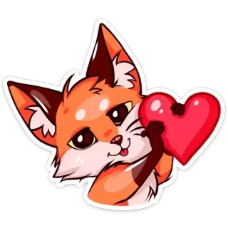 ❤️ rubah, hati, cinta, hewan, lucu, stiker telegram sticker