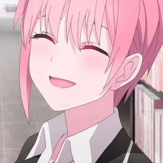 🦊 anime, chica, pelo rosa, sonriendo, dibujos animados telegram sticker