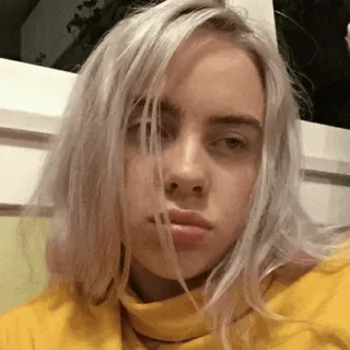 🌊 Billie Eilish Billie Eilish, piosenkarka, muzyk, gwiazda pop, celebrytka, twarz, portret telegram sticker