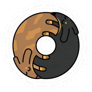 ☯ dog, yin yang, animal, cartoon, dachshund telegram sticker