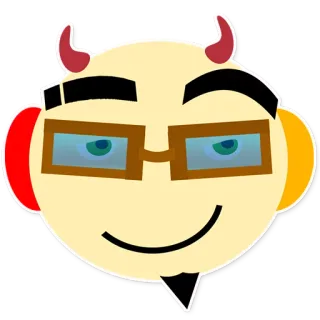 😏 devil, cartoon, sticker, glasses, demon, horns telegram sticker