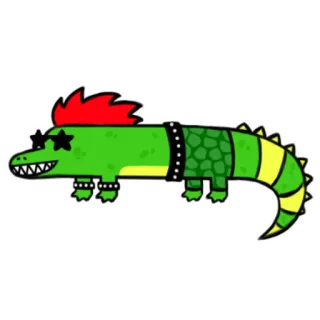 😁 Krokodil, Reptil, Cartoon, Rockstar, Sonnenbrille, Tier, Punk whatsapp sticker
