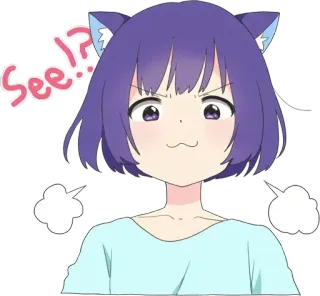 😤 See!? anime, bravo, fofo, menina, desenho animado, exclamação telegram sticker
